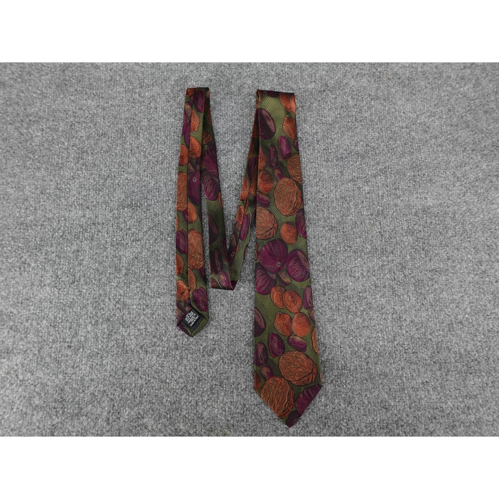Hugo Boss Tie Mens OS Olive Green Excellent Silk Walnut Botanical Made in Italy